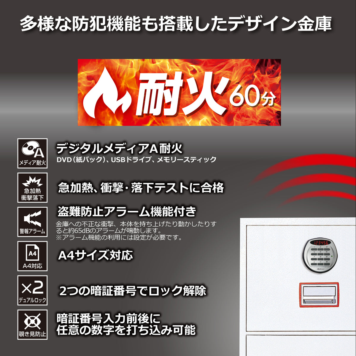 【アウトレット】耐火ファイリングキャビネットシリーズ　DFC3000R3（管理番号1256）